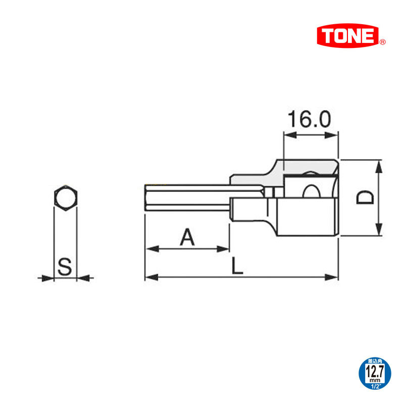 HP4H Series Tone - Đầu khẩu lục giác 12.7mm ra đầu 10mm, 12mm, 8mm, 6mm, 14mm