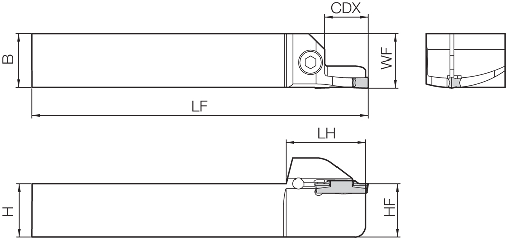 Cán Dao Tiện Rãnh Mặt Đầu 25x25 KYOCERA KGDFL 2020K704BZ