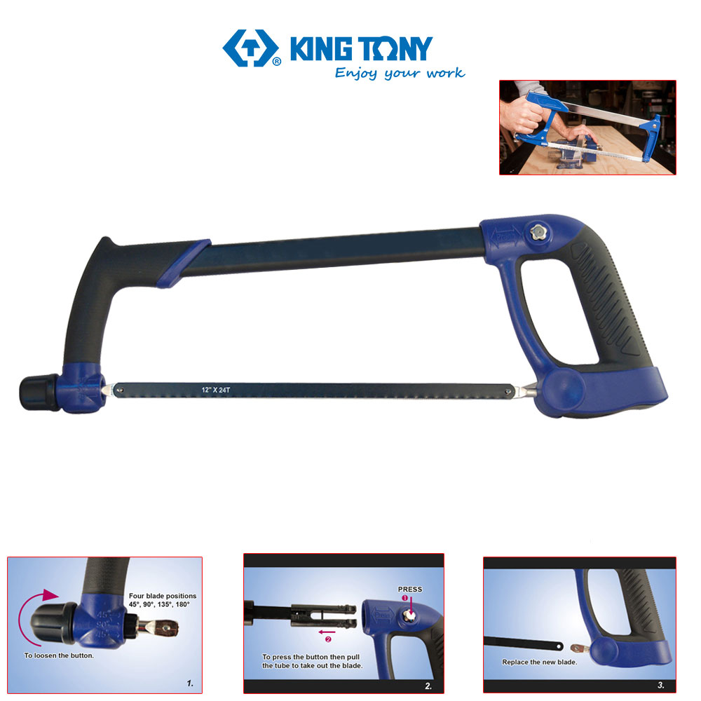 Khung cưa sắt cầm tay Kingtony 300mm 7921-12 bản màu xanh