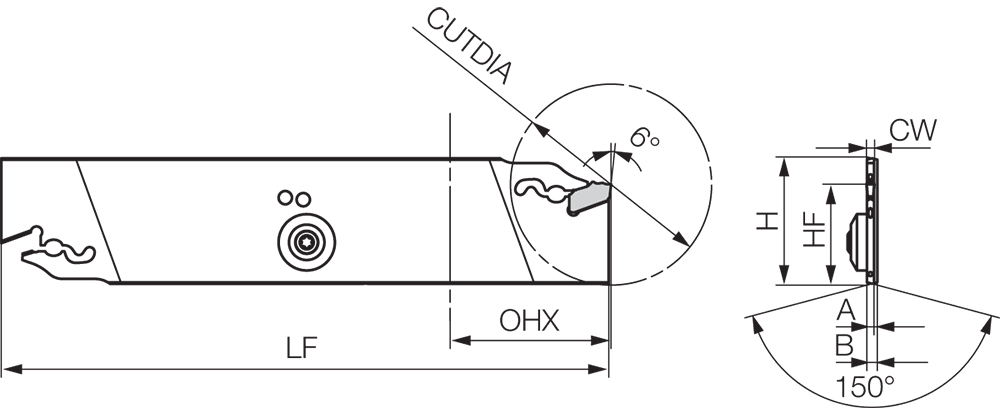 Thân dao tiện cắt đứt Kyocera KPKB32-2JCT