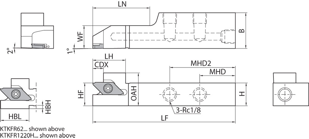 Cán dao cắt đứt KYOCERA KTKFR 82516JCT
