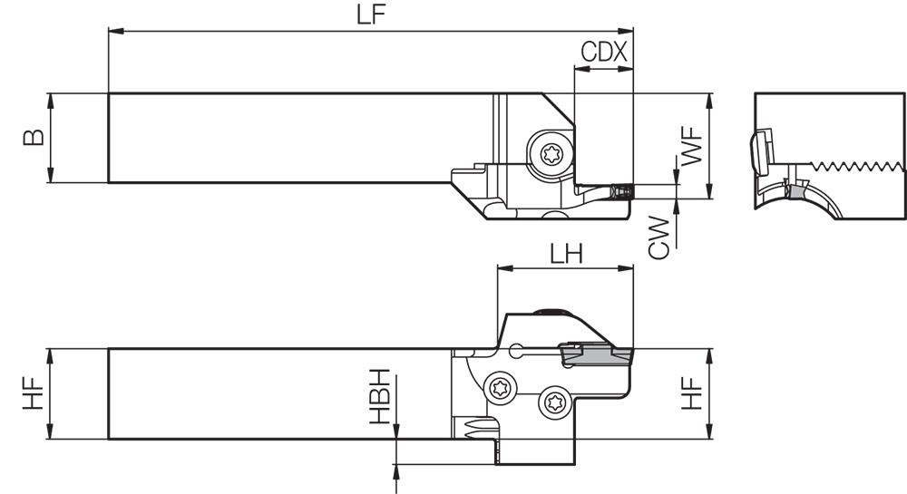 Cán Dao Tiện Rãnh Mặt Đầu 25x25 KYOCERA KGDFR2525X115-5DS