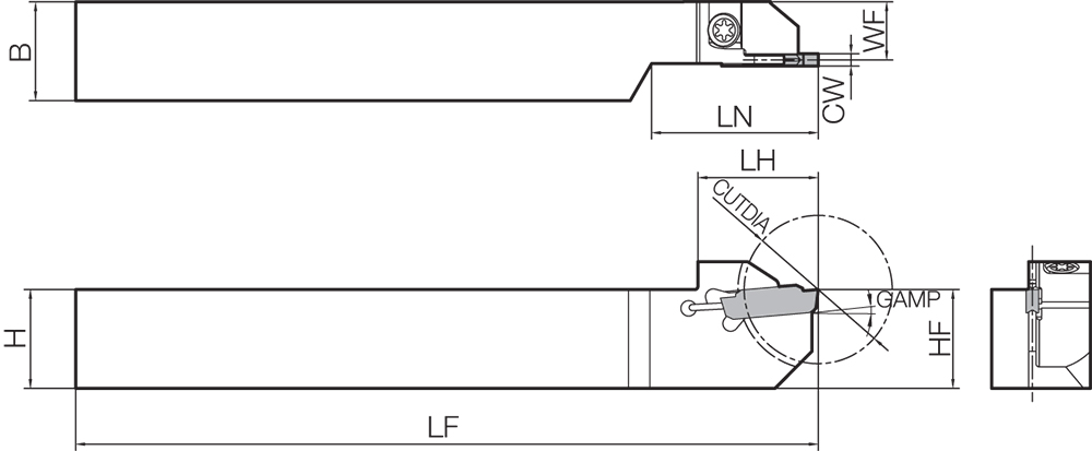 Cán dao cắt đứt, tiện rãnh ngoài 16x16 KYOCERA KGDSL1616JX-2B