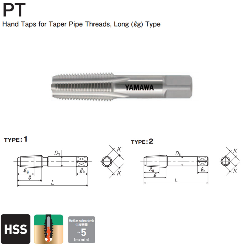 Mũi taro ren ống côn Yamawa dòng PT