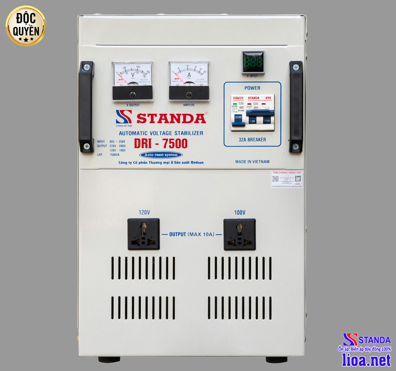 Ổn áp Standa 7.5KVA DRI 90V -250V thế hệ mới 2021