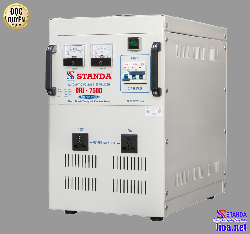 tên sản phẩm Ổn áp Standa 7.5KVA DRI 90V -250V thế hệ mới 2021: 