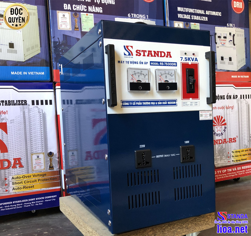  Ổn áp Standa 7.5KVA DRI dải điện áp 50V -250V sử dụng 2 chổi than: