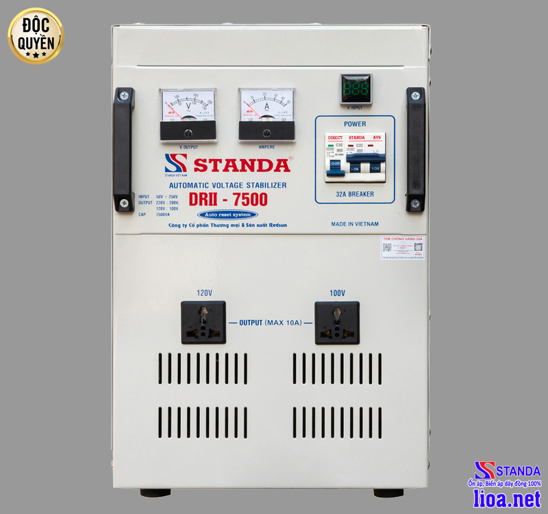 Ổn áp Standa 7.5KVA DRII 50V -250V thế hệ mới 2021