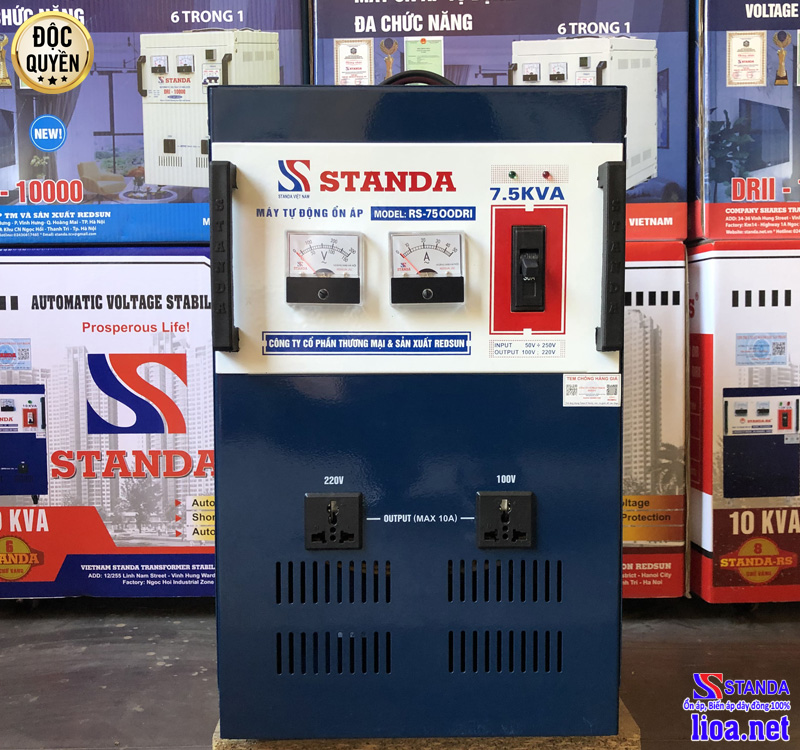 Giới thiệu Ổn áp Standa 7,5KVA DRI dải 50-250V