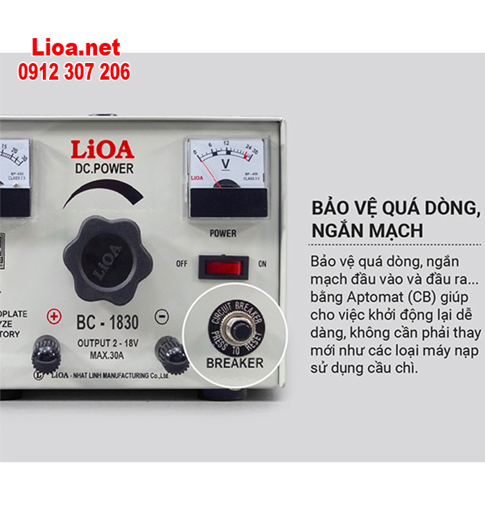 NẠP ẮC QUY LIOA BC18-30