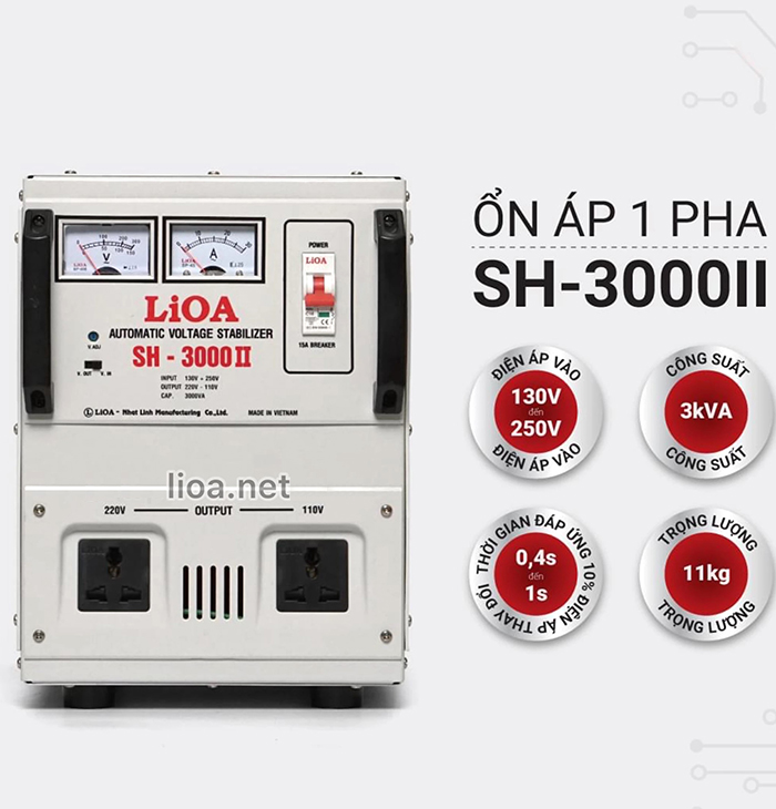 Ổn Áp Lioa 3kVA Dải 150V-250V