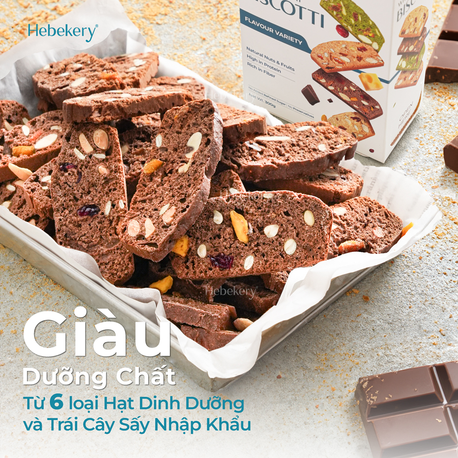 [Hộp 300gr] Biscotti Nguyên Cám Low Calories 4 Vị Bánh Ngũ Cốc Nướng Ăn Kiêng Lành Mạnh