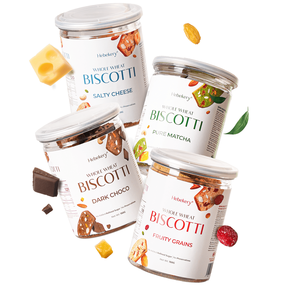 [MUA 3 TẶNG 1] COMBO Trải Nghiệm 3 Hũ Biscotti Nguyên Cám Low Calories (150gr) 3 Vị Tặng Vị