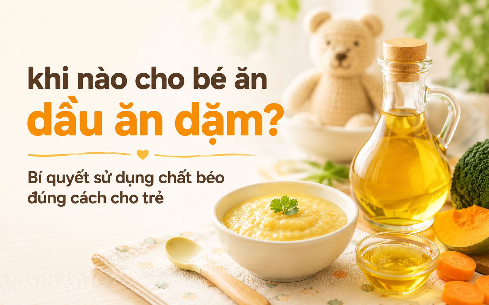 Khi nào cho bé ăn dầu ăn dặm? Bí quyết sử dụng chất béo đúng cách cho trẻ