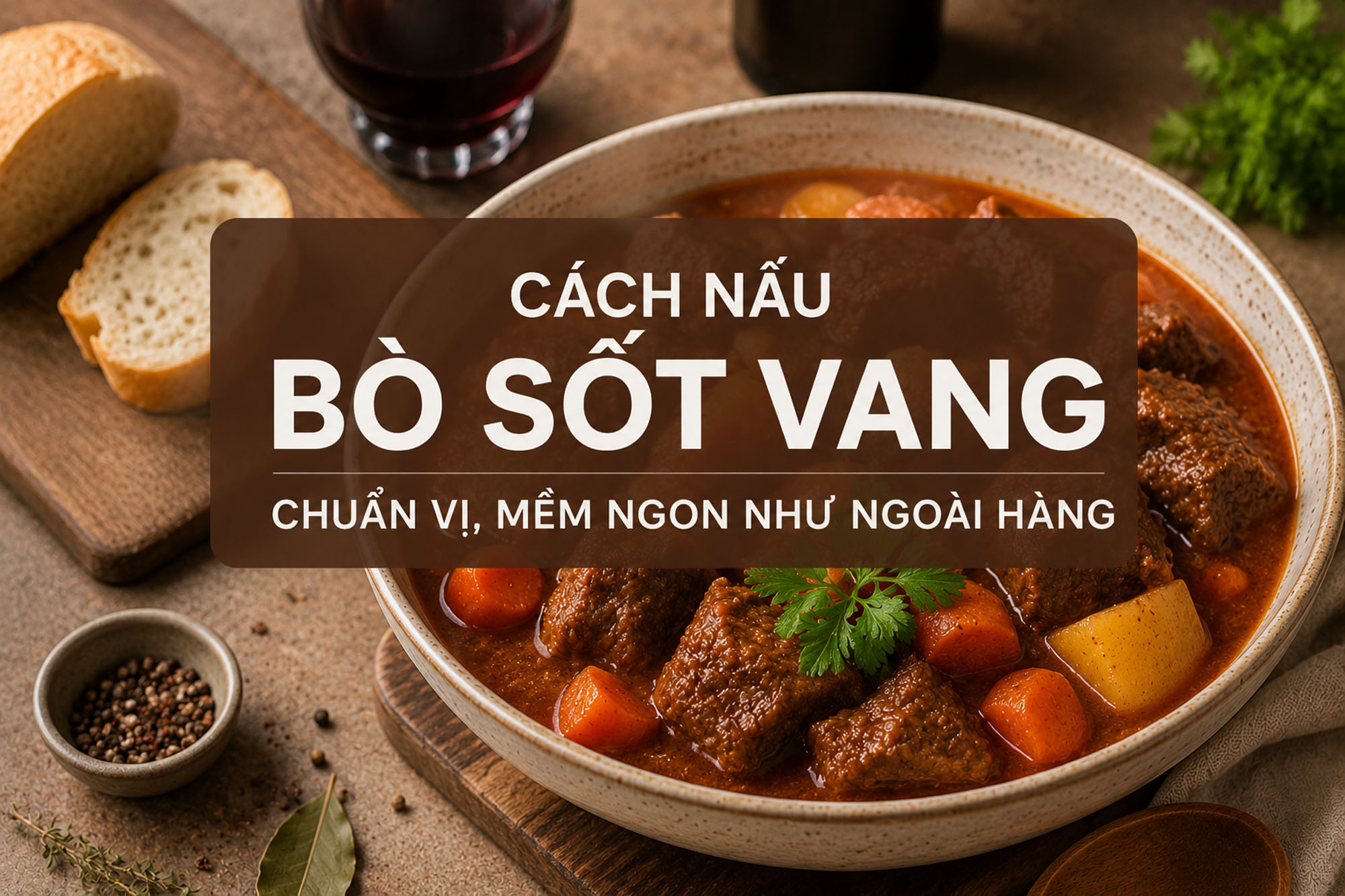 Cách nấu bò sốt vang chuẩn vị, mềm ngon như ngoài hàng