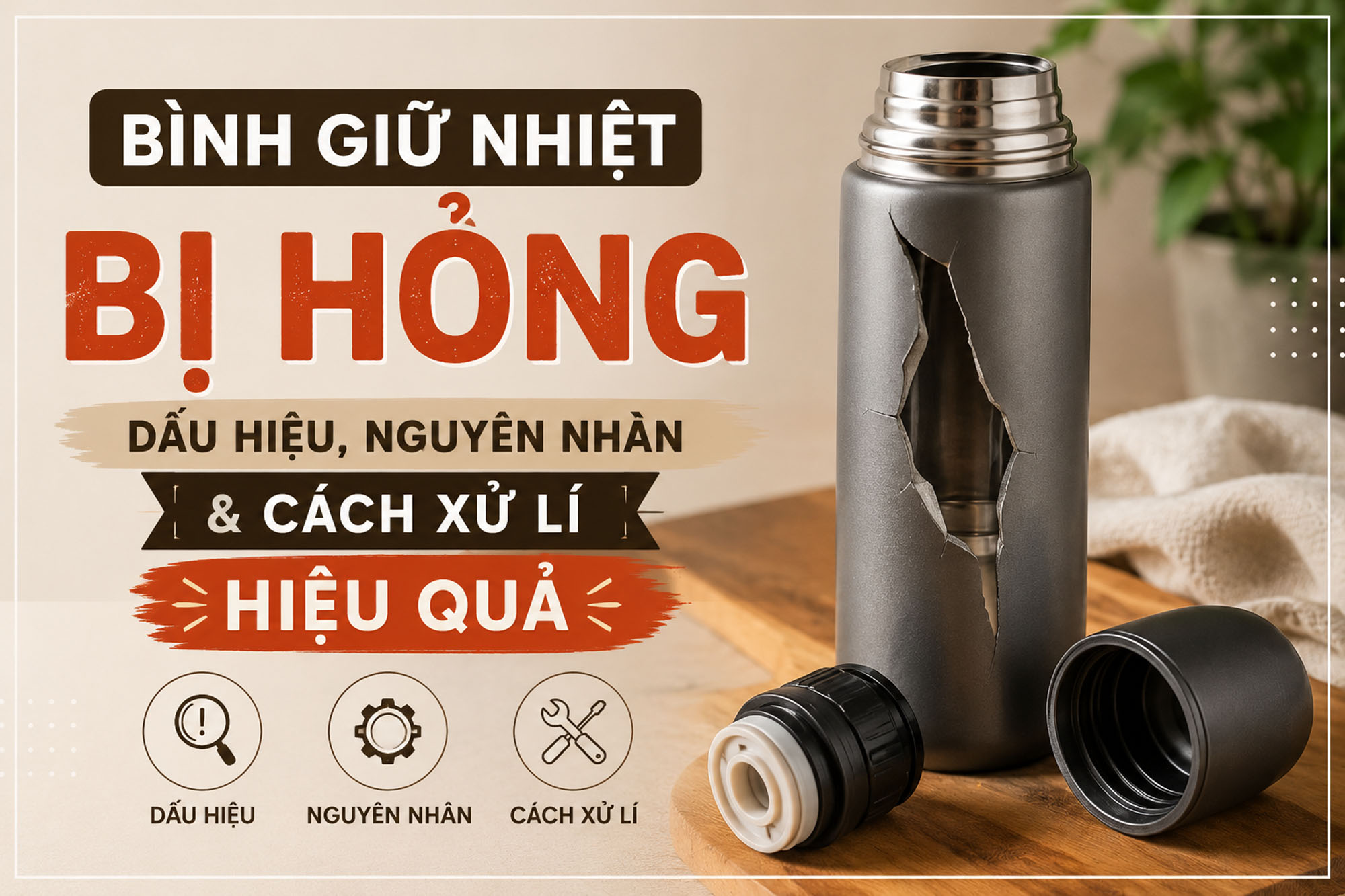 Bình giữ nhiệt bị hỏng: Dấu hiệu, nguyên nhân và cách xử lý hiệu quả