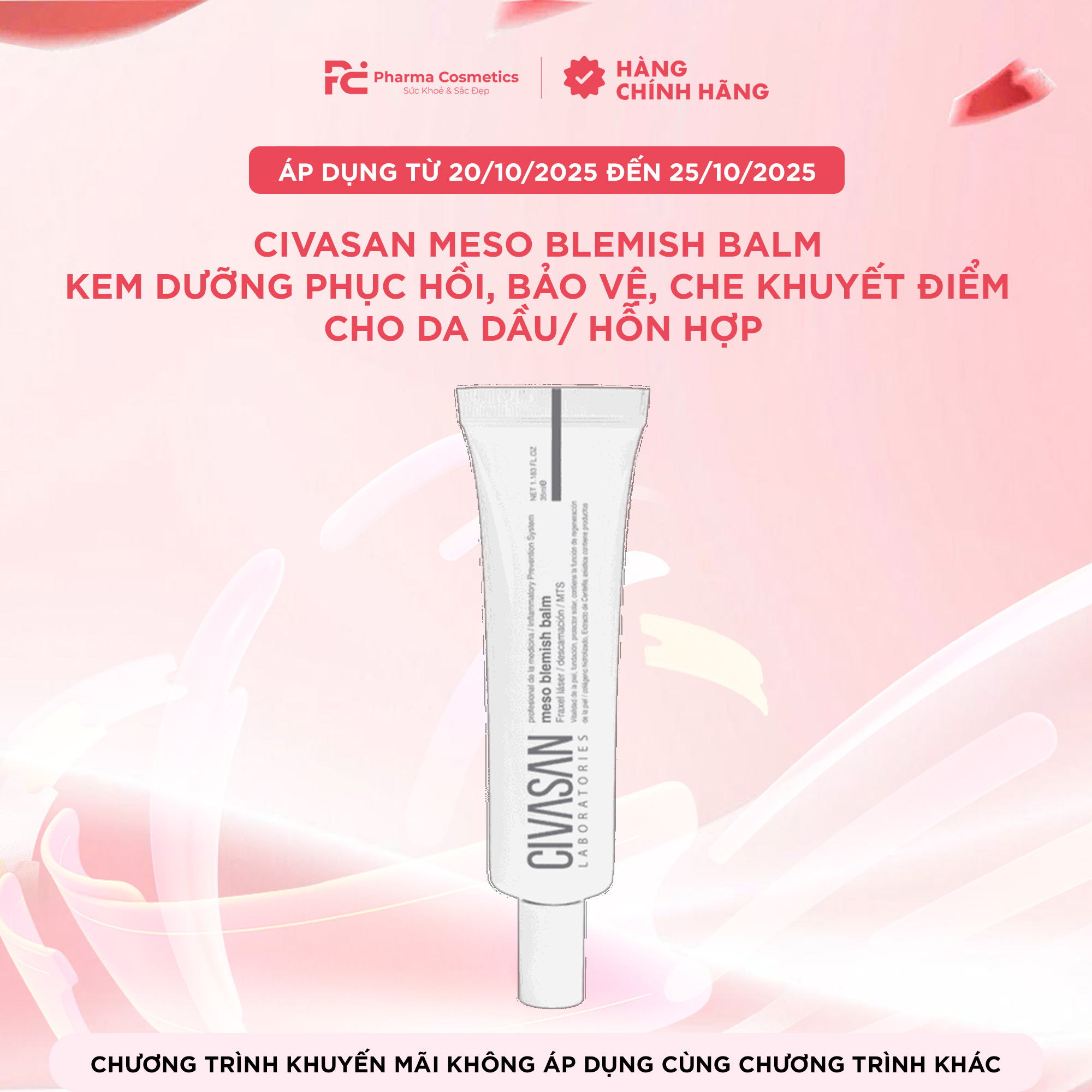 CIVASAN MESO BLEMISH BALM 35ML/ KEM DƯỠNG PHỤC HỒI, BẢO VỆ, CHE KHUYẾT ĐIỂM CHO DA DẦU/ HỖN HỢP