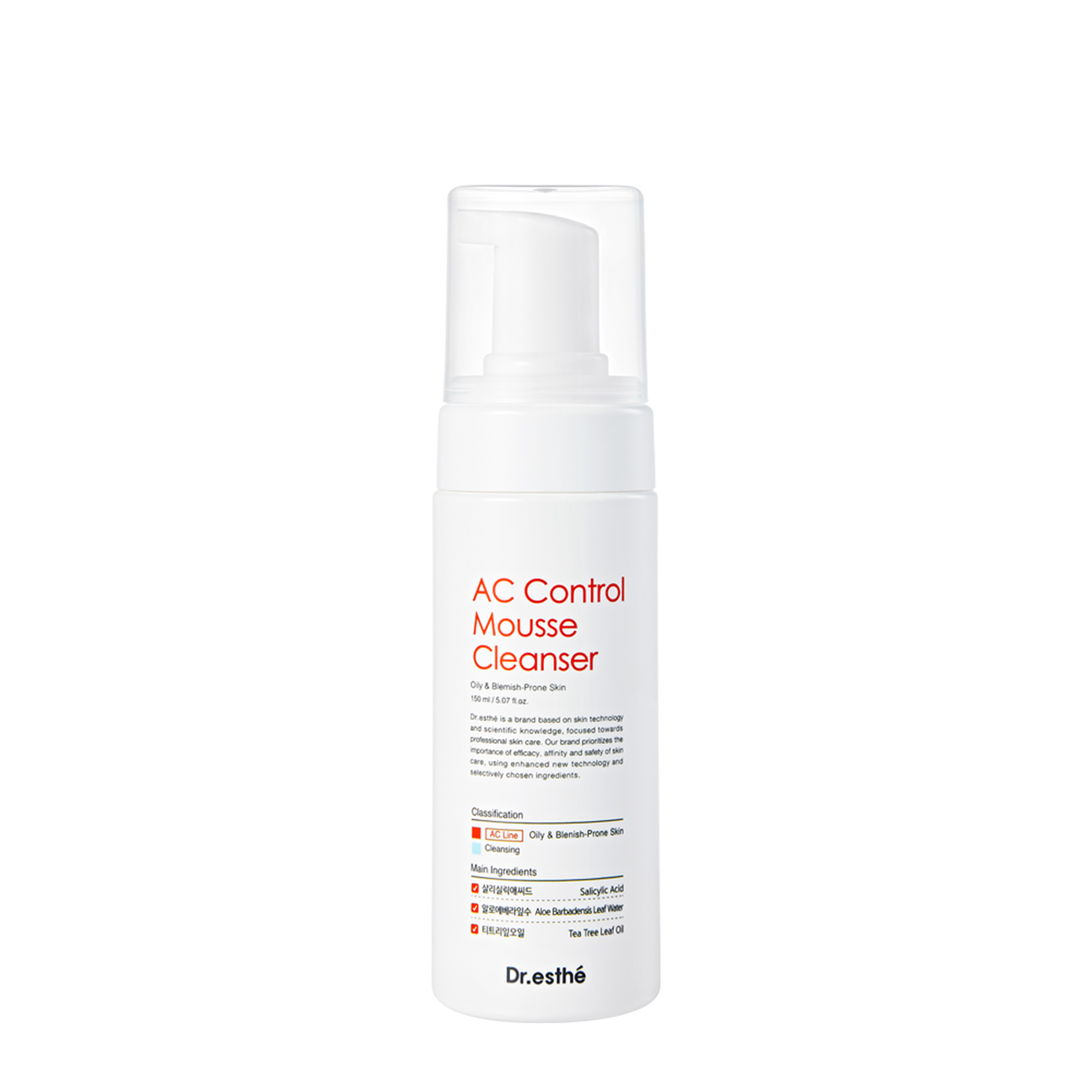 Dr.esthe AC Mousse Cleanser – Sữa Rửa Mặt Dạng Bọt Kiểm Soát Dầu & Ngừa Mụn Chuyên Sâu
