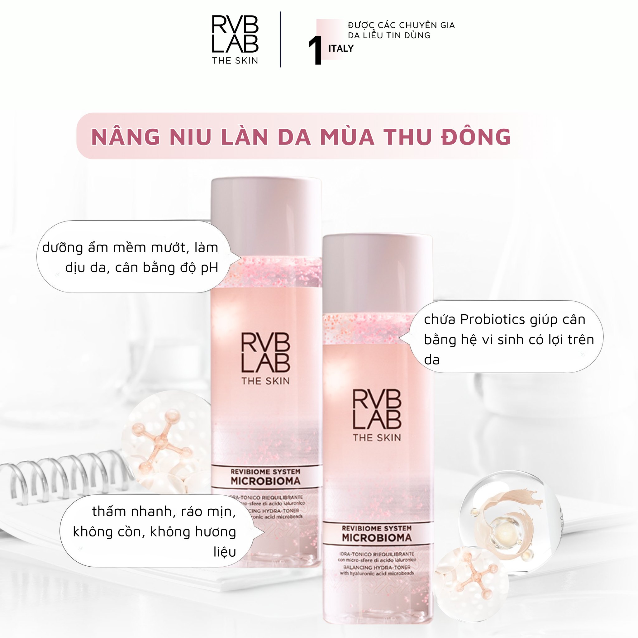 Bộ Giải Pháp RVBLAB MICROBIOMA: Tái Cân Bằng Hệ Vi Sinh & Phục Hồi Da Nhạy Cảm Chuyên Sâu