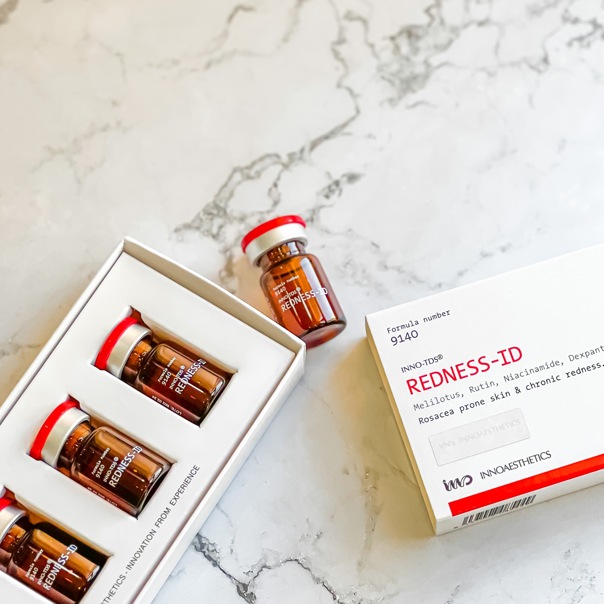INNOAESTHETICS REDNESS-ID: Giải Pháp Triệt Để Cho Da Rosacea, Giãn Mao Mạch & Nhiễm Corticoid