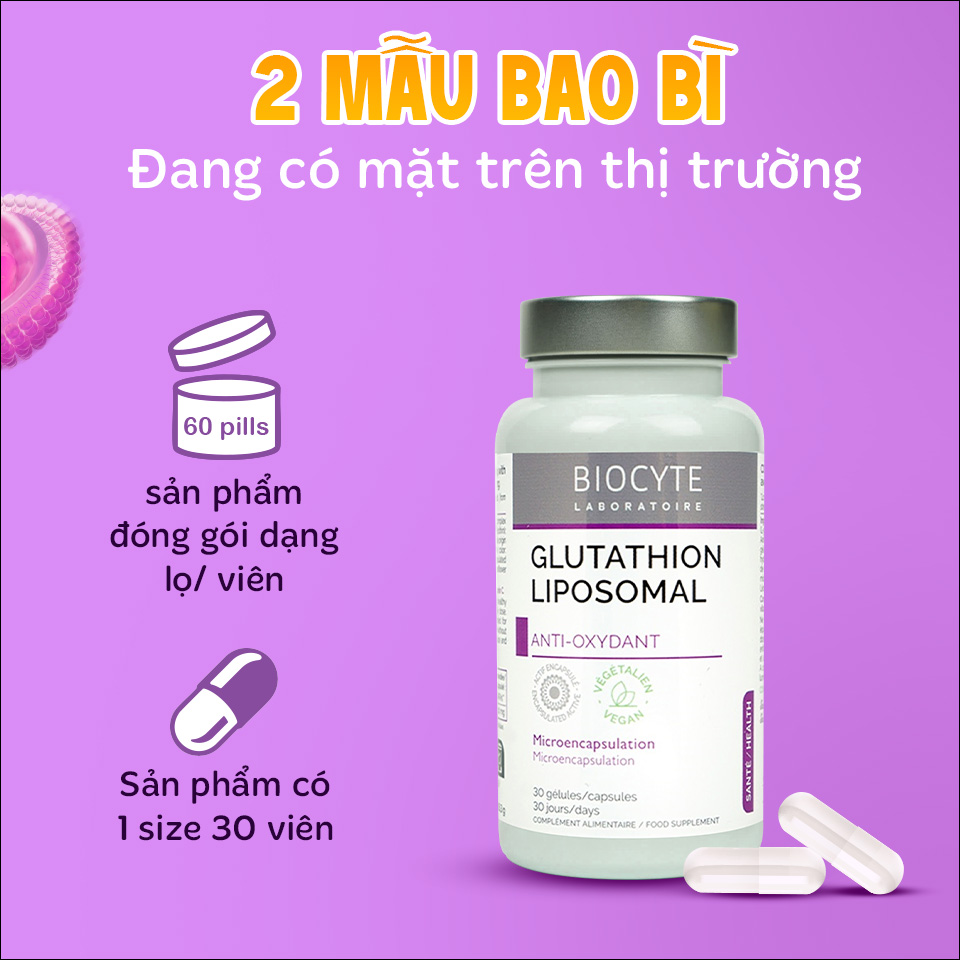 BIOCYTE GLUTATHION LIPOSOMAL: Viên Uống Chống Oxy Hóa Cao Cấp - Sáng Da, Bảo Vệ Tế Bào Tối Đa