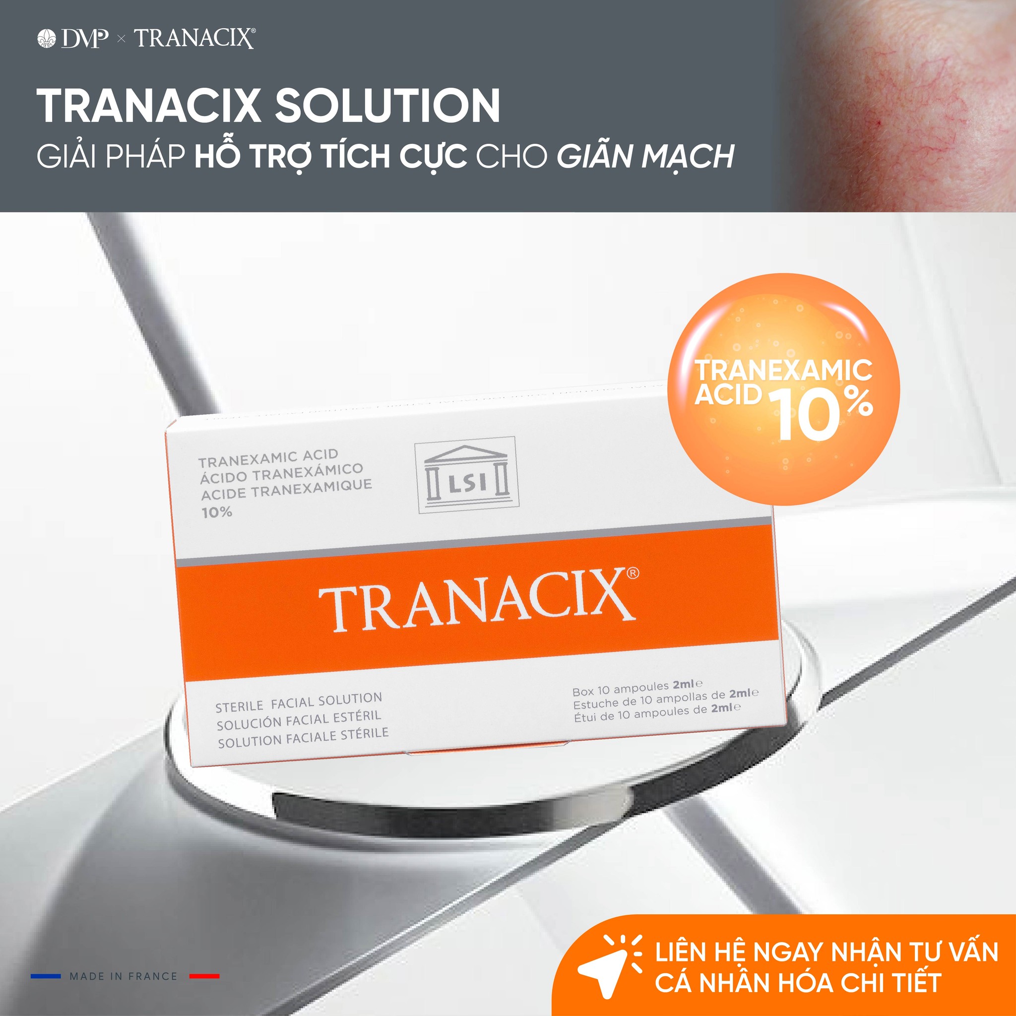 TRANACIX® Sterile Facial Solution – Tinh Chất Tranexamic Acid 10% Đặc Trị Nám & Sắc Tố Chuyên Sâu
