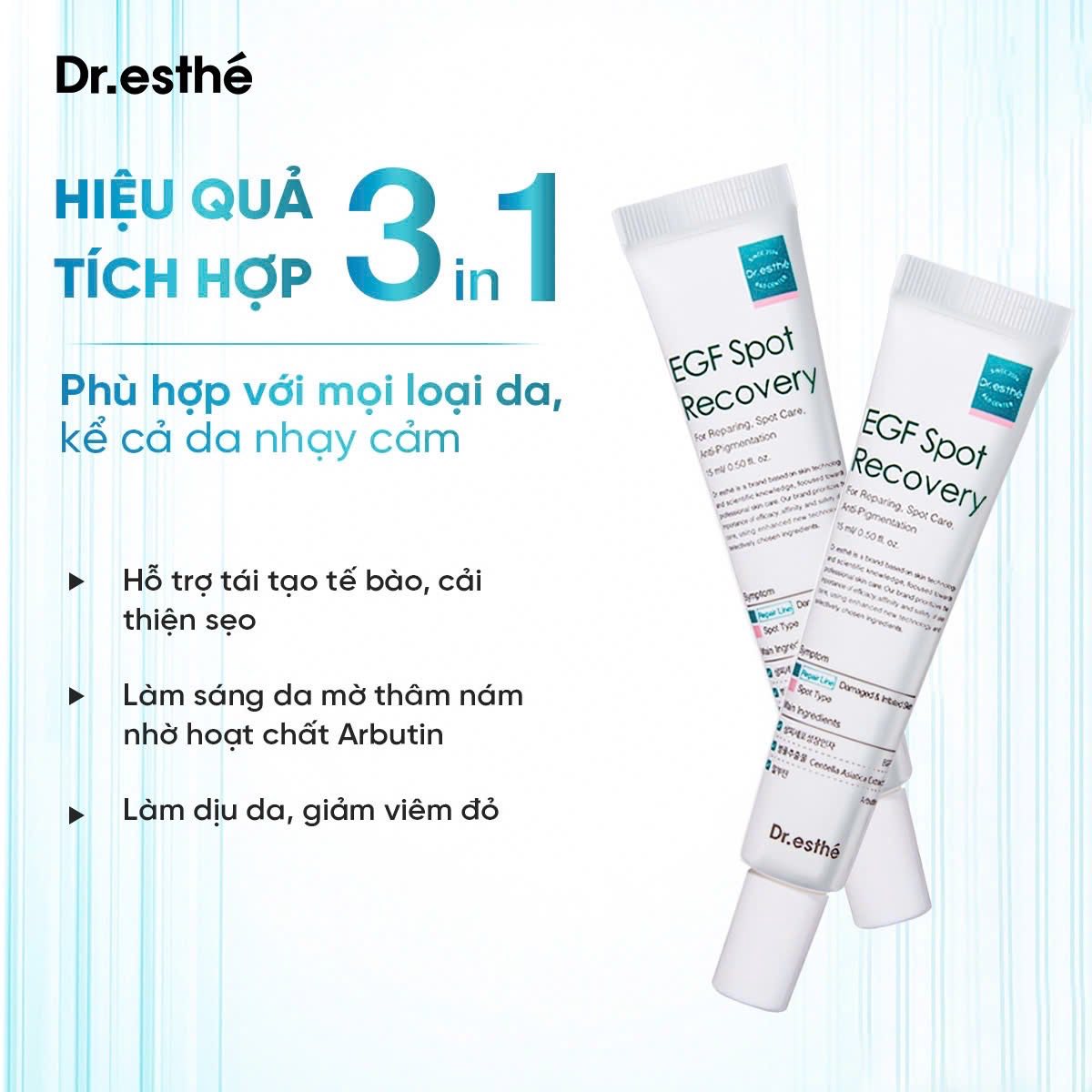 Dr.esthé EGF Spot Recovery 15ml – Kem Phục Hồi Da Giải Pháp "Vàng" Cho Da Sau Liệu Trình