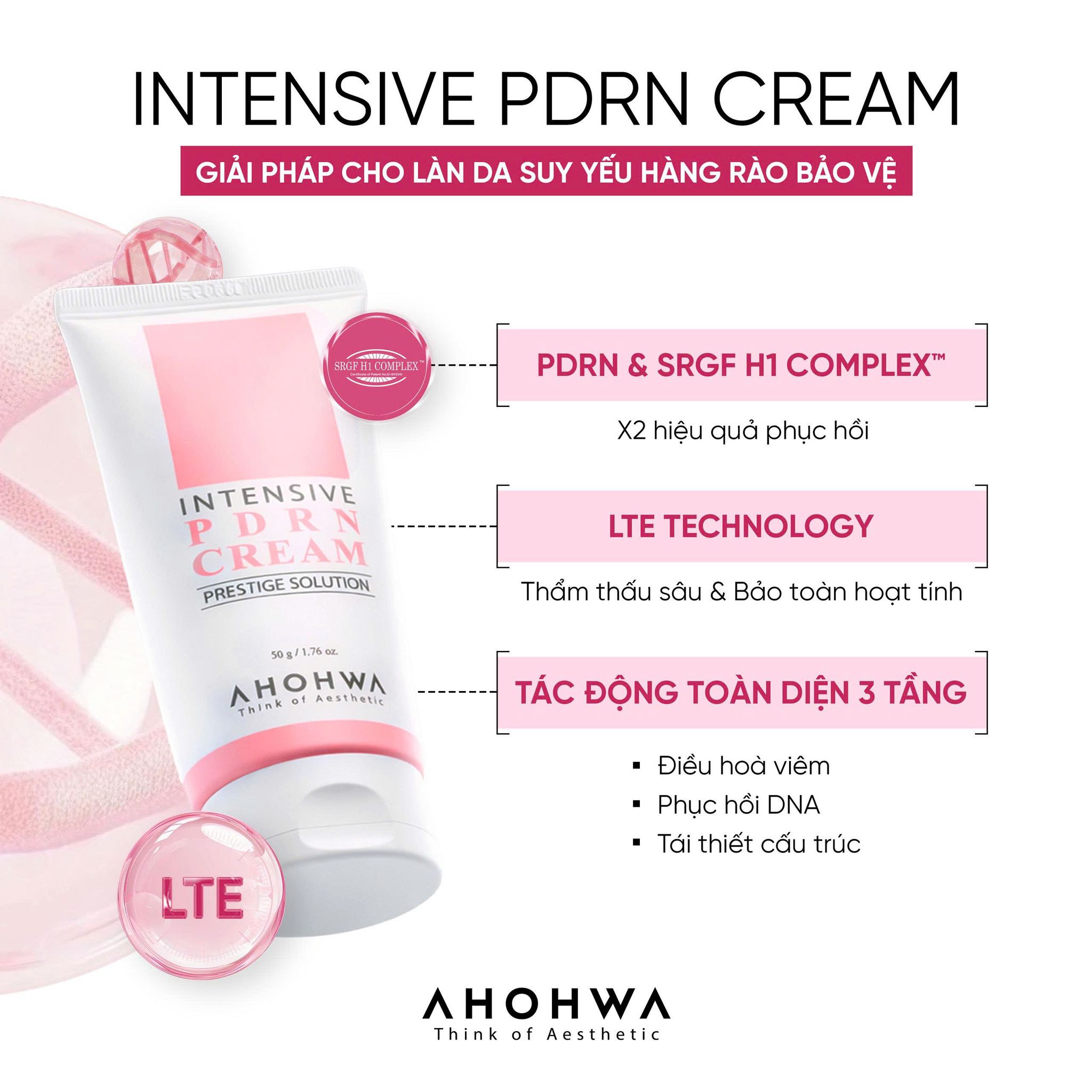 Ahohwa Intensive PDRN Cream – Kem Phục Hồi  Tái Thiết Làn Da Nguyên Bản Cấp Độ Tế Bào