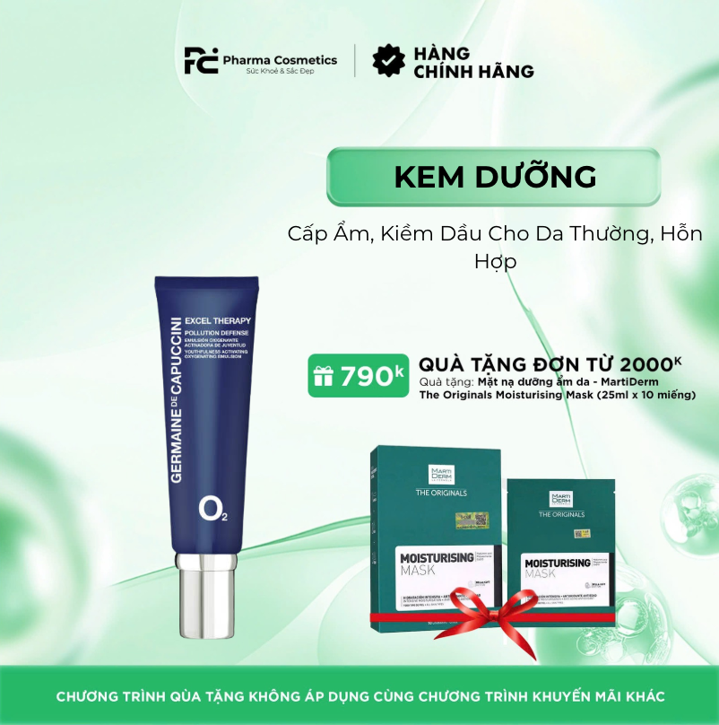 EXCEL THERAPY O2 POLLUTION DEFENSE YOUTH ACTI OXY: Nhũ Tương Chống Ô Nhiễm, Bảo Vệ Da Khỏi Ánh Sáng Xanh