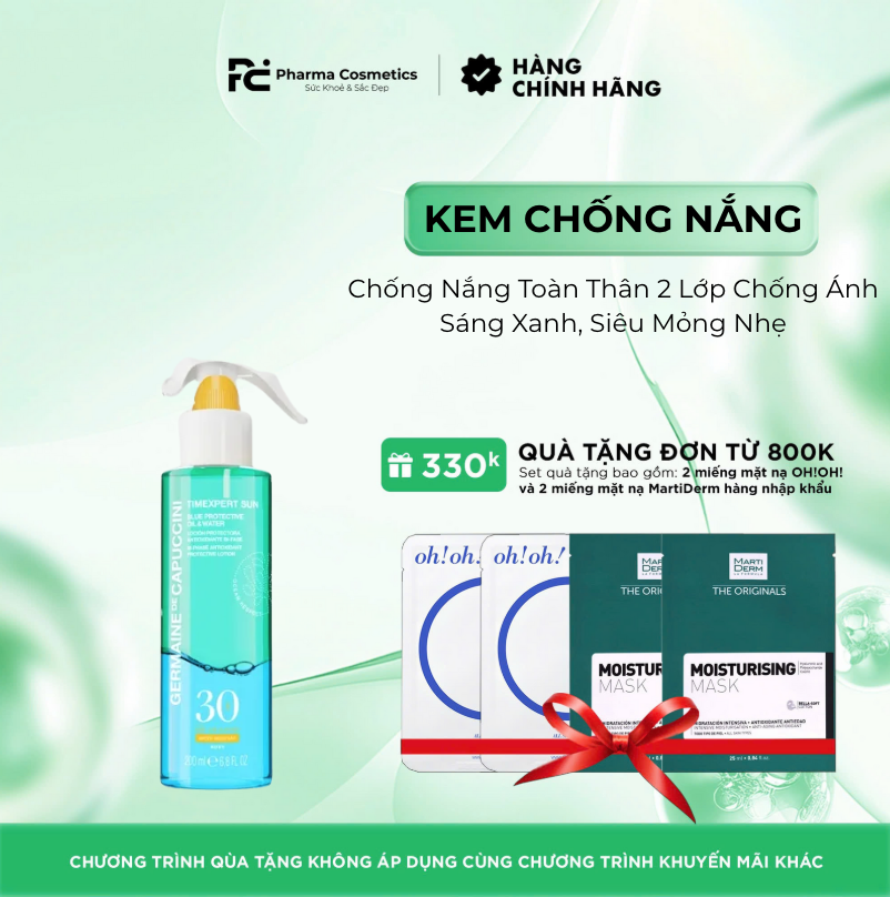 GERMAINE DE CAPUCCINI TIMEXPERT SUN BLUE PROTECTIVE BI-PHASE SPF 30: Xịt Chống Nắng Toàn Thân 2 Lớp Chống Ánh Sáng Xanh, Siêu Mỏng Nhẹ