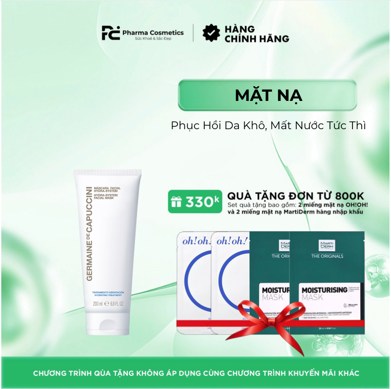 GERMAINE DE CAPUCCINI HYDRA-SYSTEM FACIAL MASK: Mặt Nạ Siêu Cấp Ẩm Phục Hồi Da Khô, Mất Nước Tức Thì