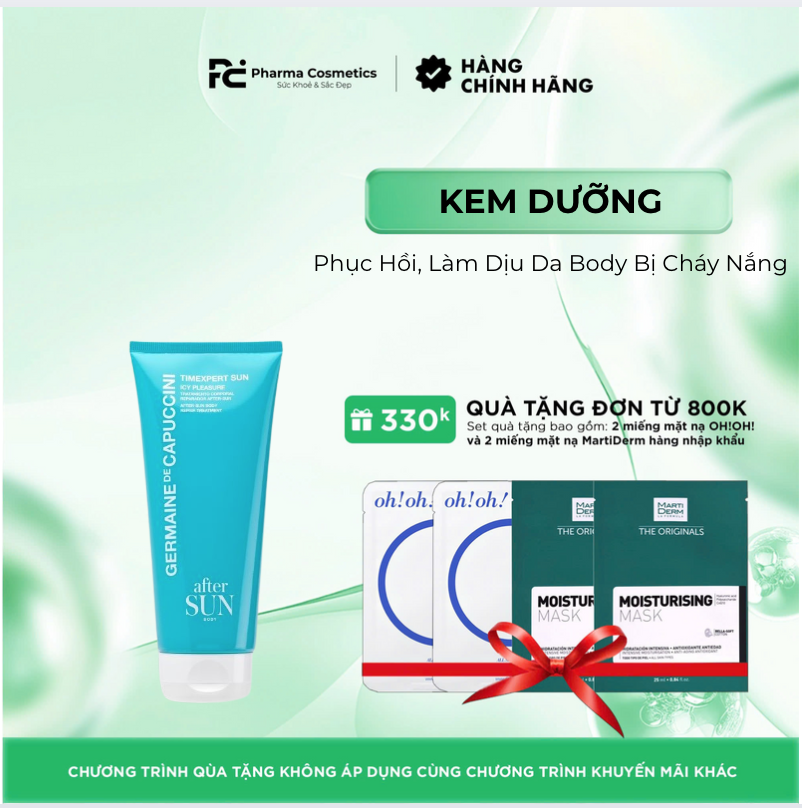 T SUN ICY PLEASURE BODY AFTER-SUN: Sữa Dưỡng Thể Sau Khi Đi Nắng, Phục Hồi, Làm Dịu Da Body Bị Cháy Nắng