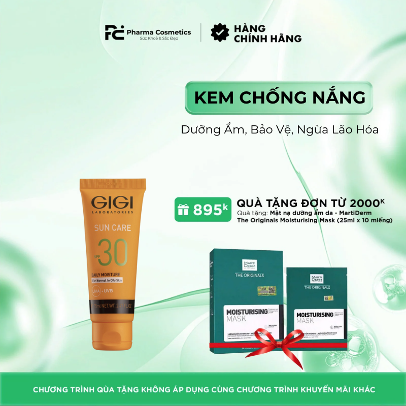 GIGI SUNCARE DAILY MOIST SPF 30: Kem Chống Nắng Dưỡng Ẩm, Bảo Vệ, Ngừa Lão Hóa