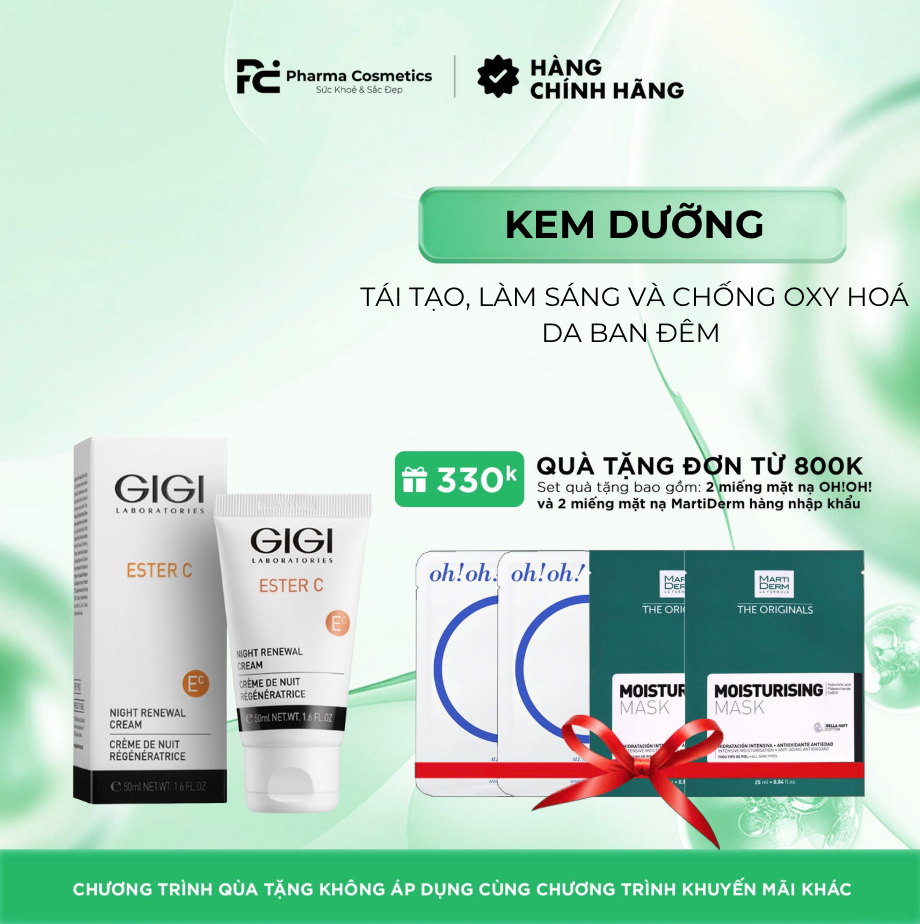 GIGI ESTER C NIGHT RENEWAL CREAM / KEM DƯỠNG TÁI TẠO, LÀM SÁNG VÀ CHỐNG OXY HOÁ DA BAN ĐÊM 