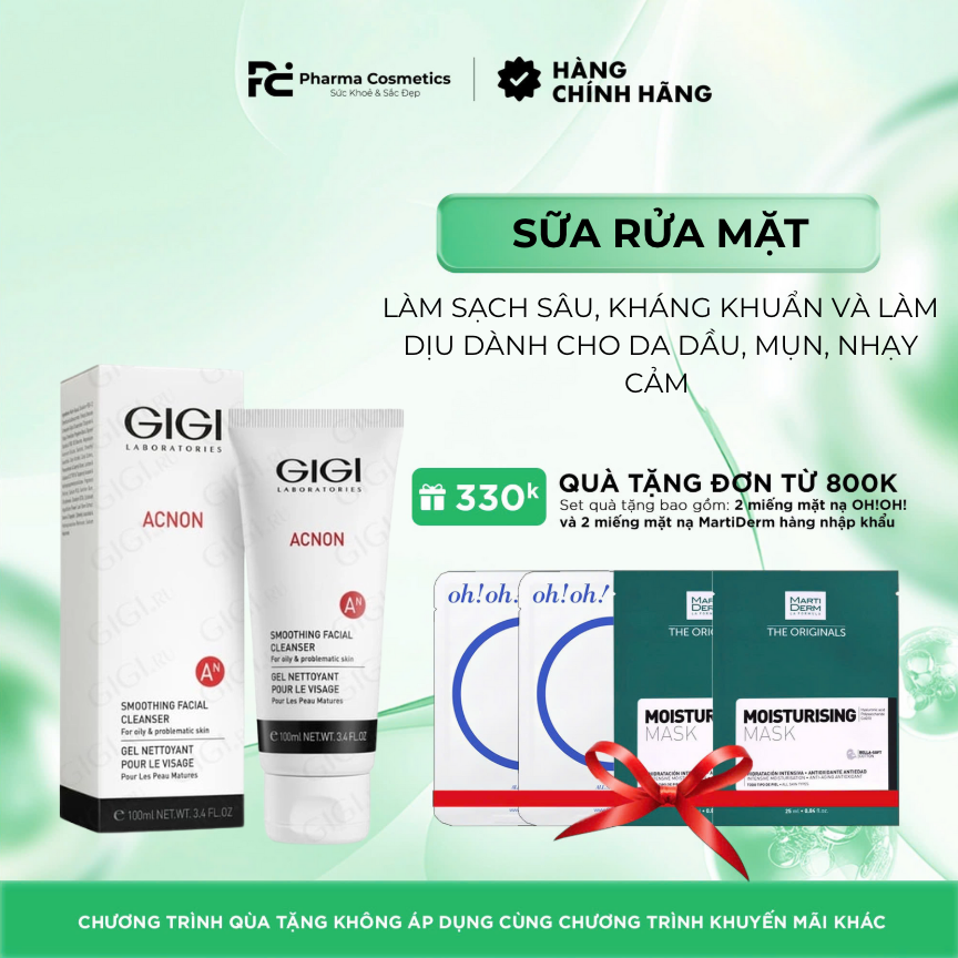 GIGI ACNON SMOOTHING FACIAL CLEANSER / SỮA RỬA MẶT LÀM SẠCH SÂU, KHÁNG KHUẨN VÀ LÀM DỊU DÀNH CHO DA DẦU, MỤN, NHẠY CẢM 