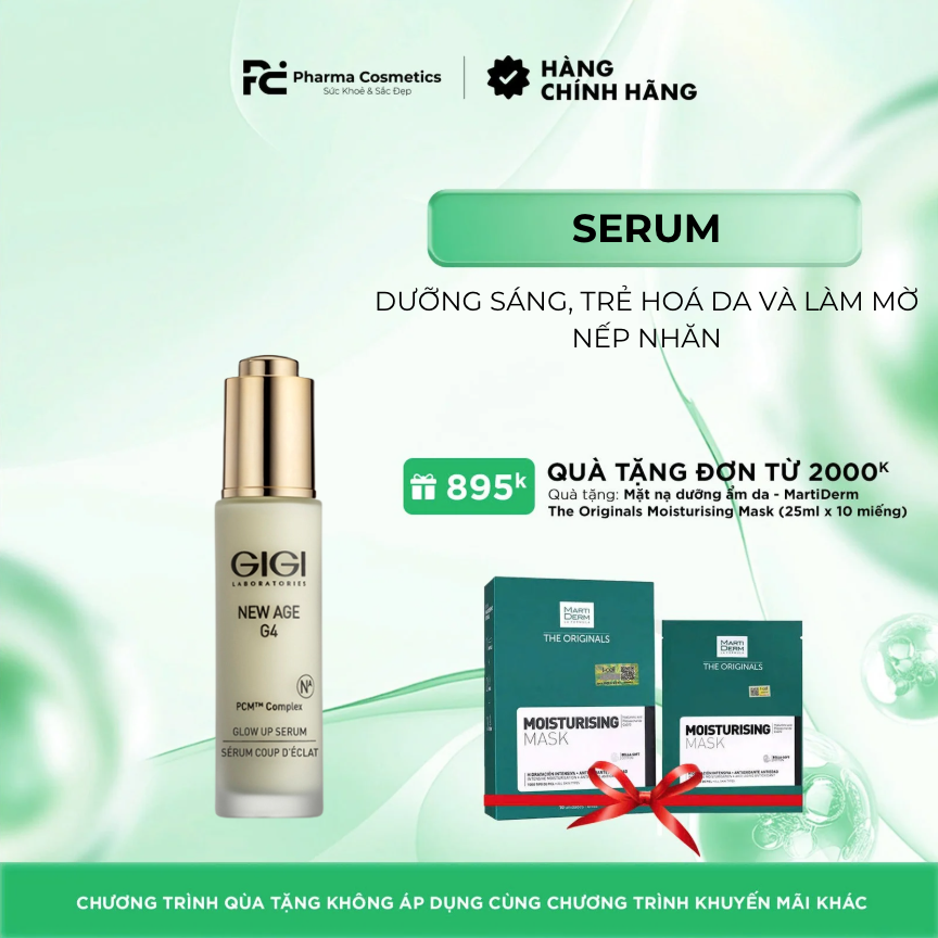 GIGI NEW AGE G4 GLOW UP SERUM / SERUM DƯỠNG SÁNG, TRẺ HOÁ DA VÀ LÀM MỜ NẾP NHĂN 30ML