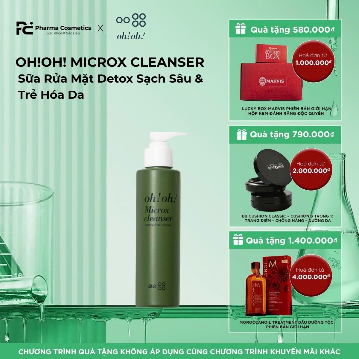 OH!OH! MICROX CLEANSER: Sữa Rửa Mặt Detox Sạch Sâu & Trẻ Hóa Da