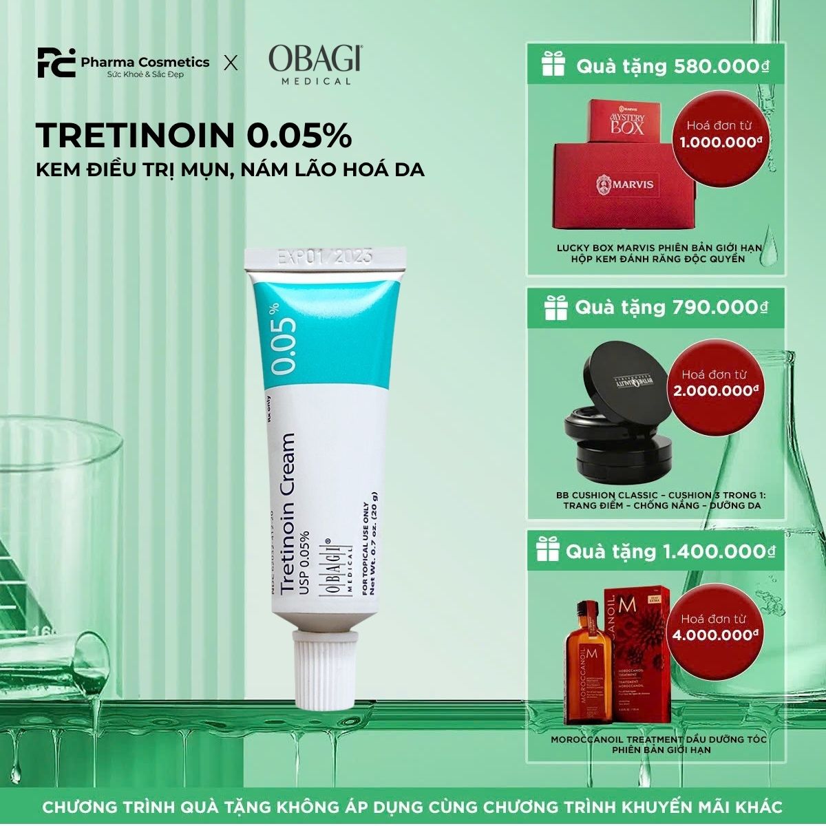 TRETINOIN 0.05%/ KEM ĐIỀU TRỊ MỤN, NÁM LÃO HOÁ DA