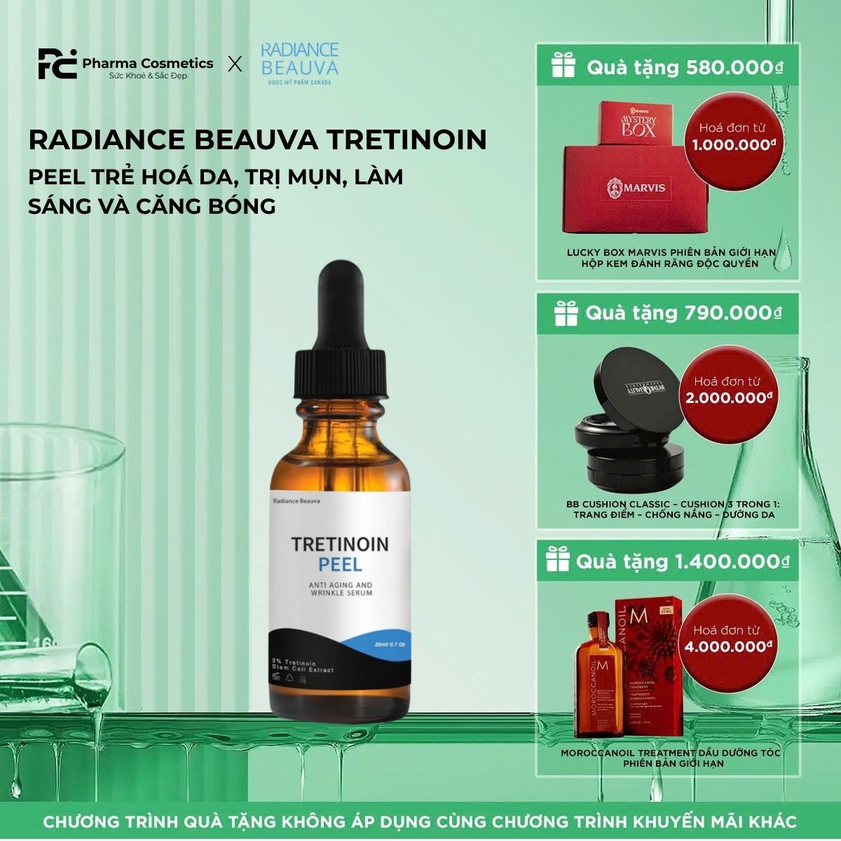 RADIANCE BEAUVA TRETINOIN HA PEEL / PEEL TRẺ HOÁ DA, TRỊ MỤN, LÀM SÁNG VÀ CĂNG BÓNG DA CHO DA NHẠY CẢM & ÍT MỤN 