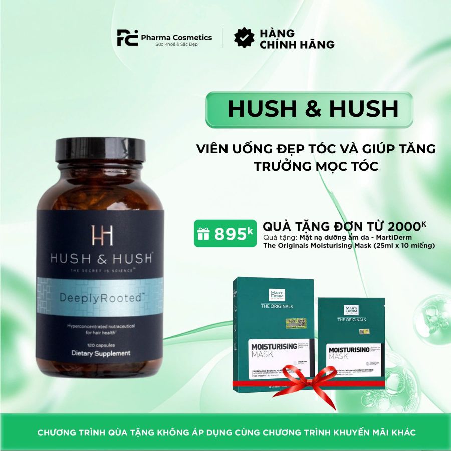 HUSH & HUSH DeeplyRooted/ VIÊN UỐNG ĐẸP TÓC VÀ GIÚP TĂNG TRƯỞNG MỌC TÓC