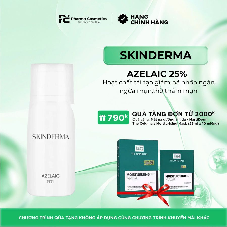 SKINDERMA AZELAIC 25% / HOẠT CHẤT TÁI TẠO, GIẢM BÃ NHỜN, NGĂN NGỪA MỤN, MỜ THÂM MỤN