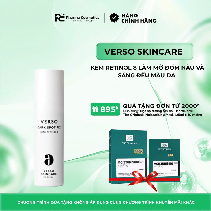 VERSO DARK SPOT FIX / KEM RETINOL 8 LÀM MỜ ĐỐM NÂU VÀ SÁNG ĐỀU MÀU DA ( THUẦN CHAY)