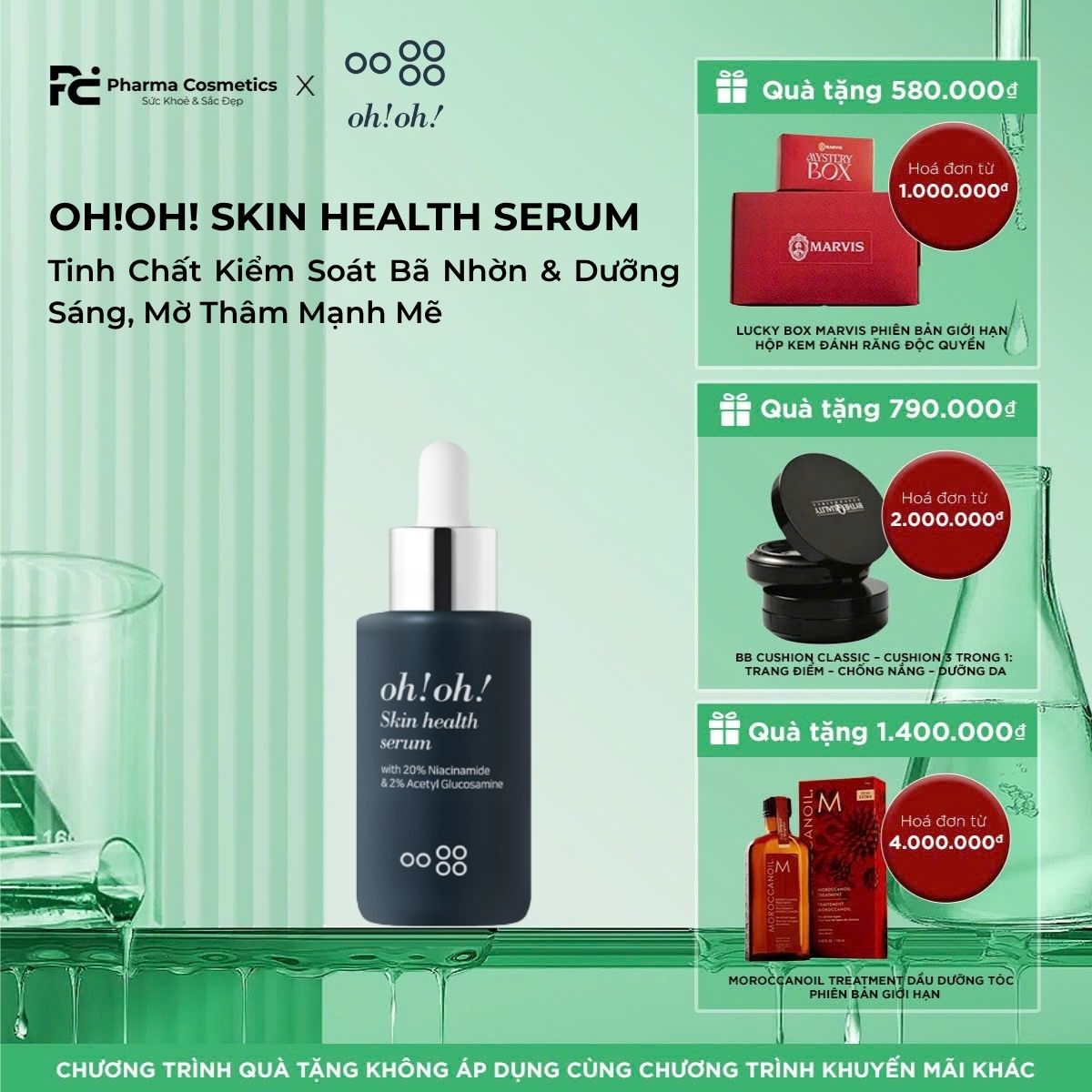 OH!OH! SKIN HEALTH SERUM: Tinh Chất Kiểm Soát Bã Nhờn & Dưỡng Sáng, Mờ Thâm Mạnh Mẽ