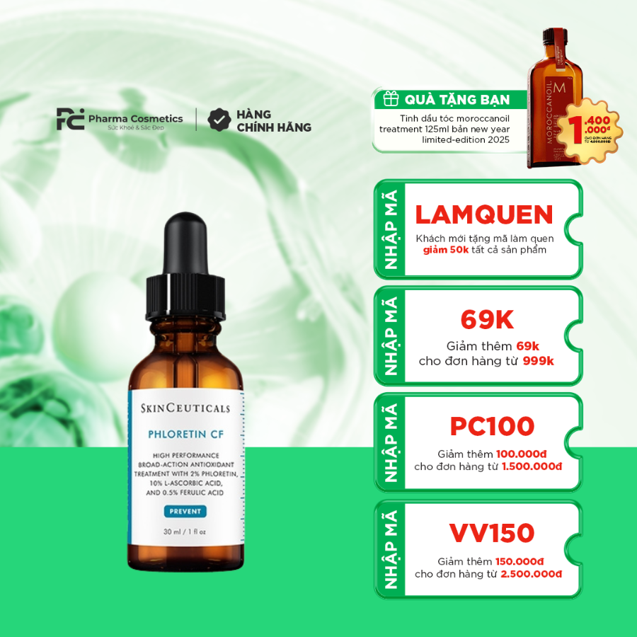 SKINCEUTICALS PHLORETIN CF: Tinh Chất Chống Oxy Hóa Mạnh Mẽ, Sáng Da & Cải Thiện Đốm Nâu