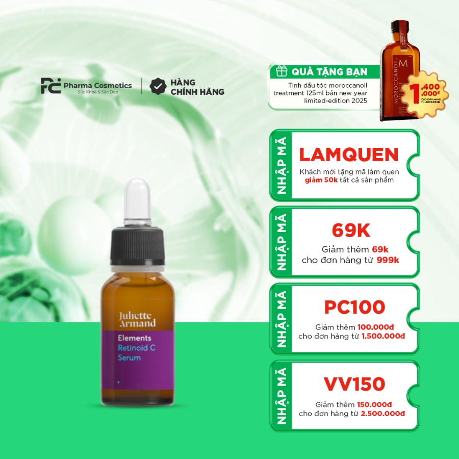 JULIETTE ARMAND ELEMENTS RETINOID C SERUM: Tinh Chất Tái Tạo Da Chuyên Sâu & Chống Oxy Hóa Mạnh Mẽ