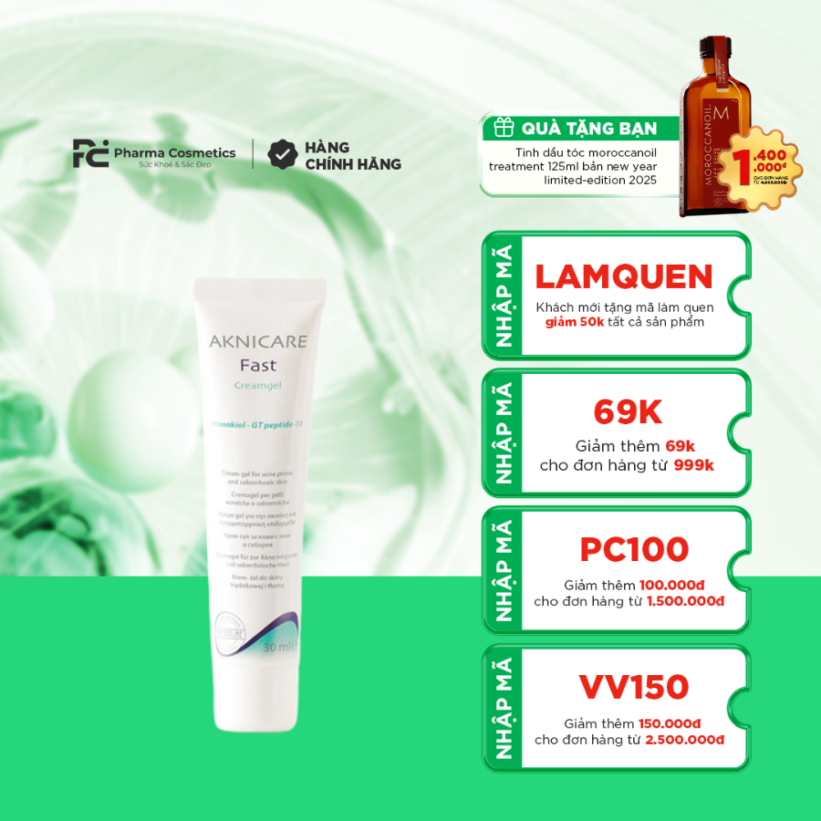 AKNICARE FAST CREAMGEL / KEM TRỊ MỤN KIỂM SOÁT DẦU