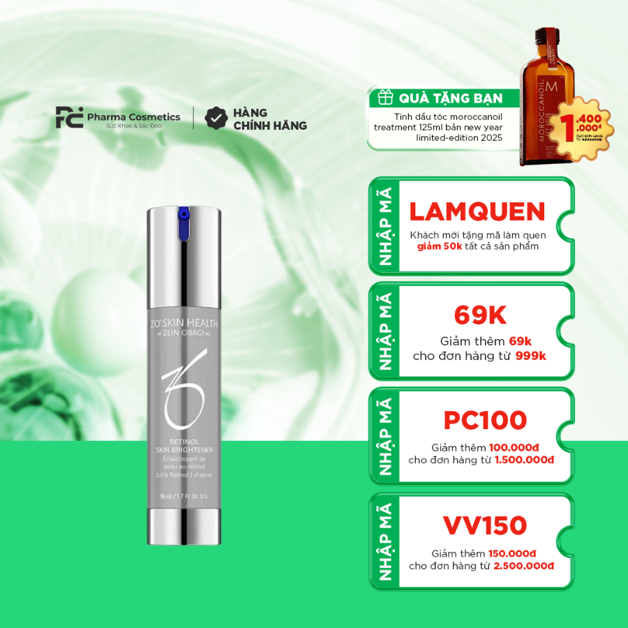 ZO SKIN HEALTH RETINOL SKIN BRIGHTENER 0,5% / KEM DƯỠNG TRẮNG DA, ĐIỀU TRỊ TĂNG SẮC TỐ 