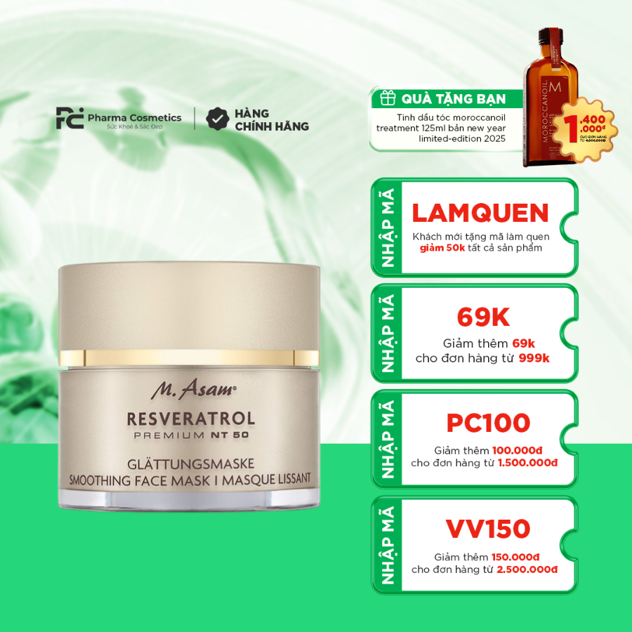 M. ASAM® RESVERATROL PREMIUM NT50 SMOOTHING FACE MASK 50ML / MẶT NẠ PHỤC HỒI VÀ CHỐNG LÃO HÓA CHUYÊN SÂU 