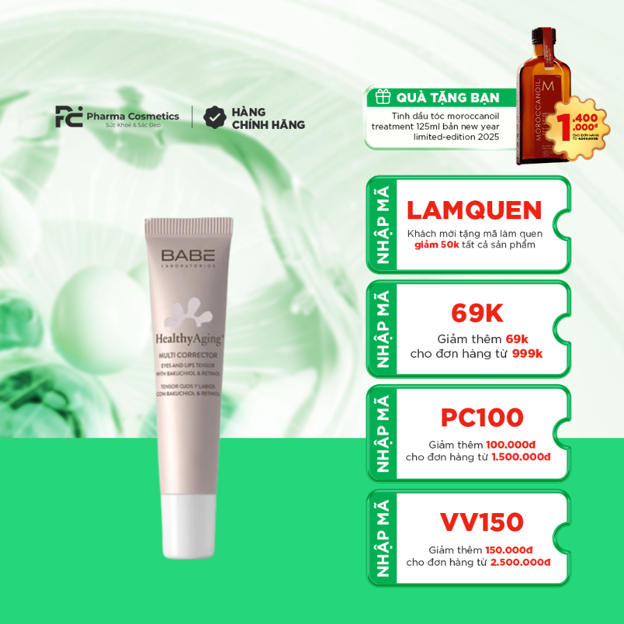 BABE HEALTHYAGING MULTI CORECTOR EYES AND LIPS TENSOR / KEM CHĂM SÓC MẮT VÀ MÔI