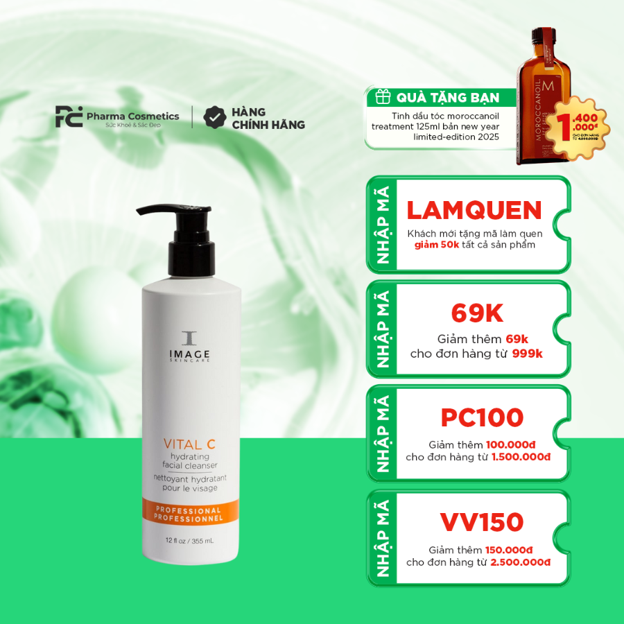 IMAGE SKINCARE VITAL C HYDRATING FACIAL CLEANSER 355ML / SỮA RỬA MẶT DƯỠNG ẨM PHỤC HỒI DA